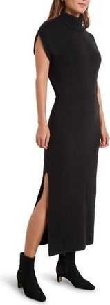 Splendid Madeline Rib Turtleneck Maxi Sweater Dress in Black at Nordstrom, Size X-Large