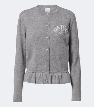 Patou C&aacute;rdigan jacquard en mezcla de lana y cachemir con logo