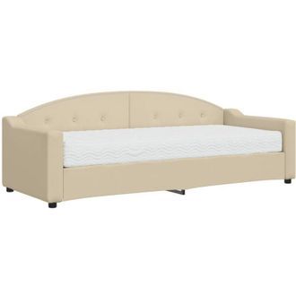 vidaXL Sof&aacute; Cama Con Colch&oacute;n Tela Crema 80x200 Cm Vidaxl