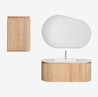 Sklum Conjunto De Muebles De Ba&ntilde;o En Madera Con Lavabo Integrado Carsone Sklum
