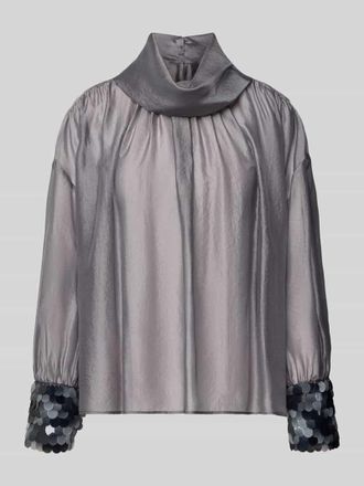 Luisa Cerano Luisa Cerano Bluse aus Viskose-Mix mit Rollkragen und Pailletten in Dunkelgrau, Größe 34