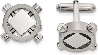 Diamond2Deal Stainless Steel Brushed and Polished Cufflinks