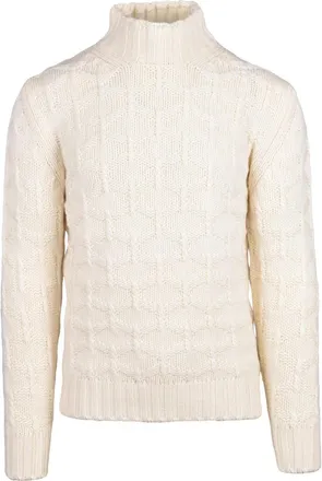 KANGRA Textured Knit Turtleneck Sweater With Volcano High Neck Design