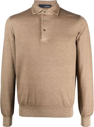 Lardini long-sleeve polo shirt - men - Wool - 52 - Neutrals