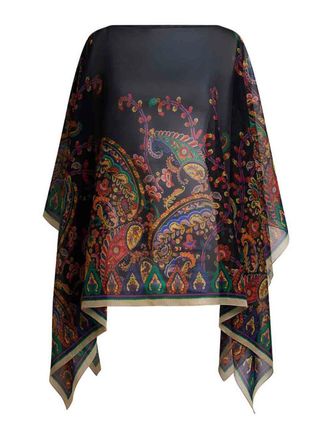 Etro Printed Silk Poncho