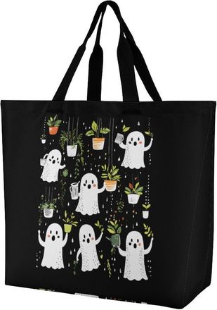 Generic Plant Reusable Shopping Bags One Shoulder Grocery Tote Bag Waterproof Big Purse for Work Travel
