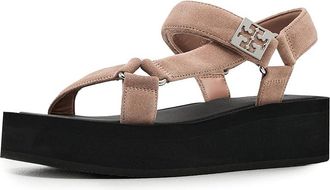 Tory Burch Mellow Platform Sandals Womens Sandals Malva/Perfect Black/Silver : 10 M, Leather/Rubber