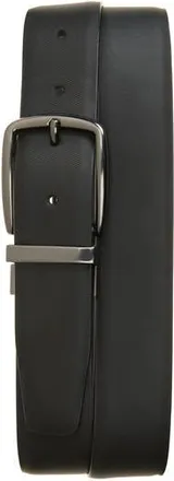 Original Penguin Feather Edge Gunmetal Buckle Faux Leather Belt in Black at Nordstrom Rack, Size 32