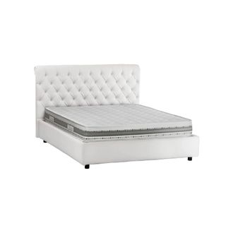 Talamo Italia Dmora - Cama Matrimonial Dbeca, Cama Contenedor Y Cabecero En Ecopiel, 100% Made In Italy, Apertura Frontal, Blanco, Adecuado Para Colch&oacute;n De 160x190 