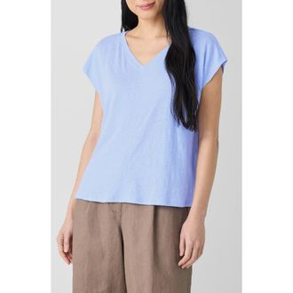 Eileen Fisher V-Neck Organic Linen T-Shirt in Bellflower at Nordstrom Rack, Size X-Small