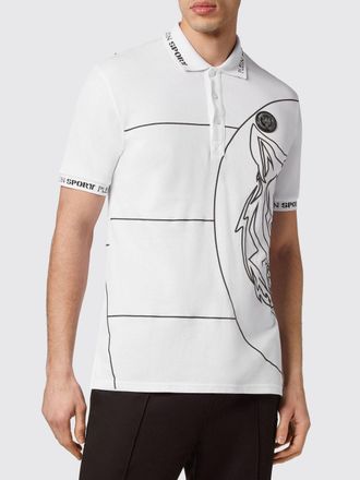 Plein Sport Slim Fit Short-Sleeve Cotton Polo with Printed Hexagon Logo
