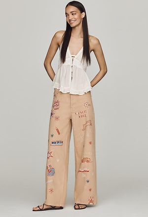 Mother Double Dip Nacho Mid-Rise Wide-Leg Ankle Jeans