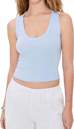 Enza Costa Supima Baby Rib Cropped Fitted U Tank Top In Light Blue