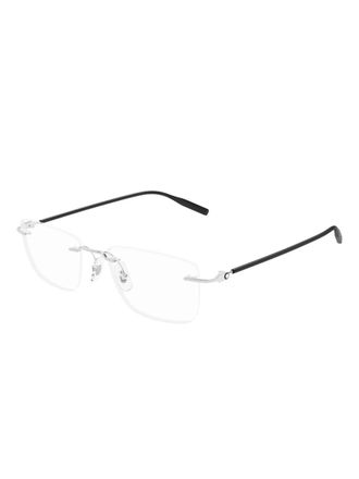 Montblanc rectangle glasses - men - Metal/Acetate - 53 - Black