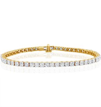 The Diamond Store 10ct Lab Diamond Tennis Bracelet Claw Set in 9K Yellow Gold