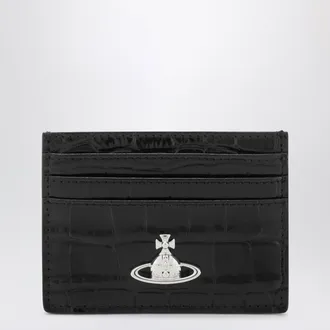 Vivienne Westwood Black croc-effect patent leather Flat card holder
