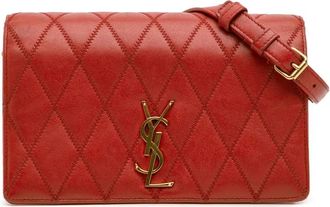 Saint Laurent Borsa a tracolla Angie in pelle di agnello trapuntata con catena 2019 - Rosso