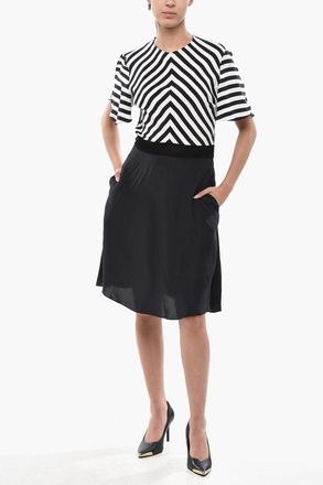 Stella McCartney Striped Silk Dress with Short Sleeves Stella McCartney