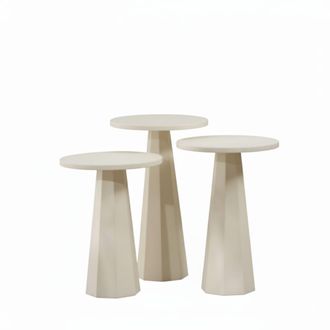 Calicosy Lote de 3 mesas bajas blancas H57/H52/H47 cm