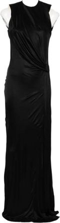 Elisabetta Franchi Maxi-jurk met gedrapeerd detail - Dames - Avondkleed - Zwart - M - Kleedjes