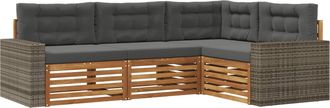 vidaXL Conjunto De Sof&aacute;s De Exterior 4 Uds. Natural Y Antracita Vidaxl