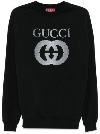 Gucci Interlocking G-appliqué sweatshirt - men - Polyurethane/Cotton - L - Black