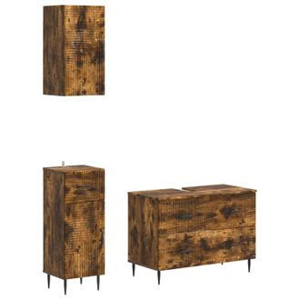 vidaXL Juego De Armarios De Ba&ntilde;o De 3 Piezas Haarlem Roble Ahumado Vidaxl