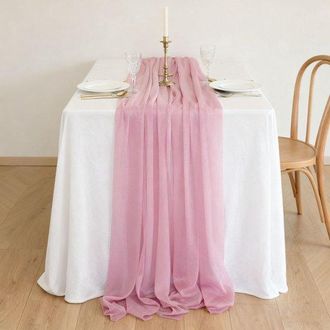 OEM Dos Caminos De Mesa De Gasa, Decoraci&oacute;n De Mesa Para Bodas Bohemias, 75x300cm - Rosa Oscuro