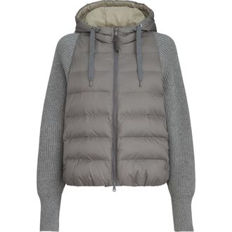 Brunello Cucinelli Nylon hooded down jacket in Grey at Nordstrom, Size 34 It
