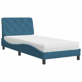 vidaXL Cama Con Colch&oacute;n Terciopelo Azul 80x200 Cm Vidaxl