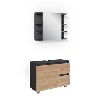 Vicco Conjunto De Muebles De Ba&ntilde;o J-shape, Gris, 2 Piezas