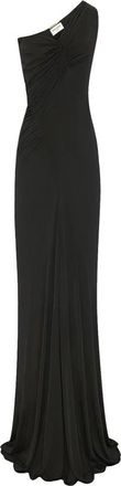 Saint Laurent Zwarte One-Shoulder Jurk met Zijrits - Dames - Avondkleed - Zwart - 3XS - Kleedjes