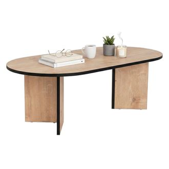 Dmora Mesa De Centro Da Salotto Parrano, Tavolo Basso Da Caff&egrave;, Portariviste Per Divano, Ripiano Da Soggiorno, 119x60 H40 Cm, Roble E Negro