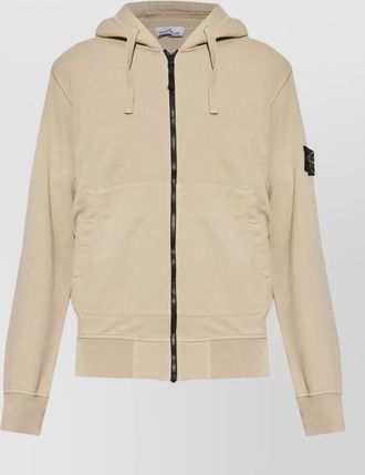 Stone Island hooded zip sweatshirt ribbed cuffs pockets