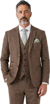 PAUL ANDREW Mens Brown Wool Blend Tweed Formal Blazer Jacket - Oscar