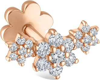 Maria Tash Diamond Flower Threaded Helix Stud Earring in Rose Gold at Nordstrom