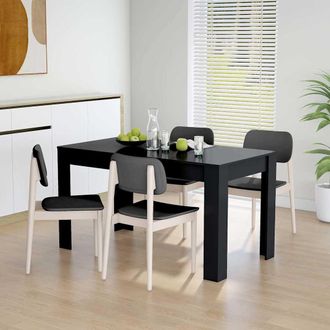vidaXL Vidaxl - Mesa De Comedor De Madera Contrachapada Negro 140x74,5x76 Cm