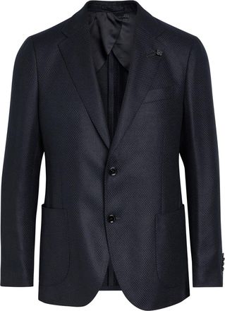 Lardini Navy Textured Cashmere and Silk-blend Designer Blazer UK36/S - 46 (UK36 / S)