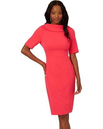 Adrianna Papell Sheath Dress Womens Rose Stretch Short Sleeve Party KFC938
