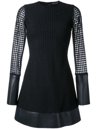 DAVID KOMA mesh sleeve flared mini dress - Black