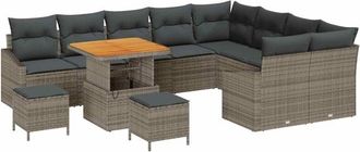 vidaXL Conjunto De Sof&aacute; De Jard&iacute;n Con Coj&iacute;n 12 Pcs Gris Polirat&aacute;n Vidaxl