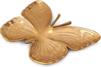 Melrose International Metallic Aluminum Butterfly Platter 23.5L - Gold