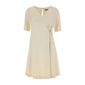 Herno Short Dresses, female, White, Size: XS Ivory Stretch Crepe Dress