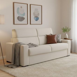 Dmora Sof&aacute; Cama 3 Plazas Marcon, Desenfundable, Con Almacenaje, Hecho En Italia, Lavable, 220x95 Cm Beige