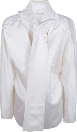 Toteme Cowl Neck Blouse - Dames - Blouses - Wit - XS - Linnen - Overhemden