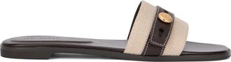 Tory Burch Romy Slider Sandal - Dames - Sandalen - Veelkleurig - 38 EU - Katoen - Schoenen