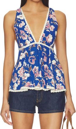 Free People Rome Printed Tank Top In Blue