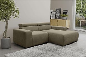 Domo Collection Ecksofa »Brandon, inkl. Kopfteilverstellung, B/T/H: 214/100/80 cm, L-Form« Cord, schlamm