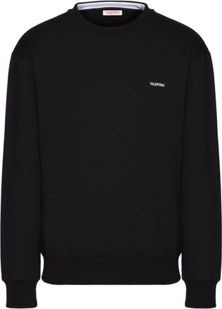 Valentino Garavani Black Logo cotton crewneck sweatshirt