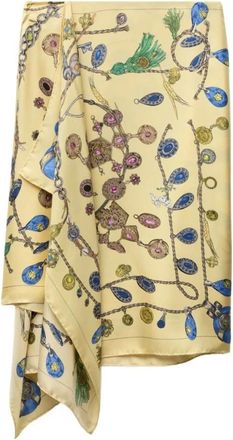 Versace Rokken, Dames, Beige, M, Geprinte Midirok